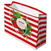 Sac rayé rouge de cadeau de Noël - grand (Dos Angle)
