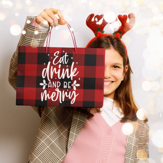 Sac « Red Buffalo Plaid “Eat, Drink & Be Merry” »