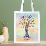 Sac Réutilisable Arbre arc-en-ciel personnalisé<br><div class="desc">Ces sacs d'épicerie réutilisables sont décorés d'un arbre généalogique en mosaïque aux couleurs de l'arc-en-ciel sur un arrière - plan d'aquarelle. Facilement cistomizable avec votre nom. Utilisez l'option Personnaliser supplémentaire pour modifier la taille, le style ou la couleur du texte si vous le souhaitez. Parce que nous créons notre propre...</div>