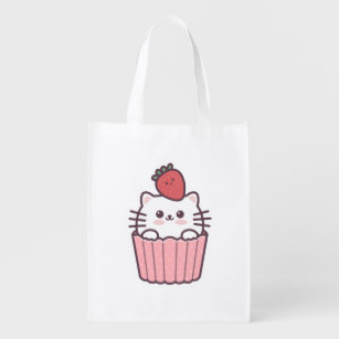 Sac Réutilisable Carton de Cupcake aux fraises Cute Kawaii