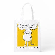 Ce dessin de chat. "Regarde le monde, je viens !"