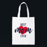Sac Réutilisable Cute Text Best Mama Ever With Heart<br><div class="desc">Elégant sac d'épicerie de jour des mères avec un dicton mignon qui dit "Meilleure maman jamais" avec le coeur, Ce mignon sac d'épicerie est parfait pour votre fille pour la fête des mères et il peut être utilisé toute l'année. ! Un cadeau de fête des mères assez inhabituel... probablement différent...</div>