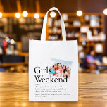 Sac Réutilisable Filles Weekend Définition Photo personnalisée<br><div class="desc">Personnalisez avec votre définition d'un week-end parfait pour les filles,  et ajoutez les noms de vos besties et une photo spéciale. Conçu par Thisisnotme©</div>