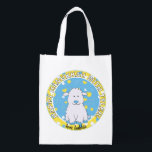 Sac Réutilisable Hanoukka heureux avec Lambie Bleue<br><div class="desc">Hanoukka Happy avec Lambie Bleue, sac blanc à 2 faces. Tous les éléments de conception peuvent être modifiés. Tout texte modifiable peut être supprimé et remplacé par votre propre message. Utilisez la couleur, la taille et le style de police préférés. Joyeux Hanoukka/Chanukah ! Style : Devenez écolo de sac réutilisable...</div>