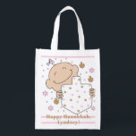 Sac Réutilisable Hanoukka Sac fourre-tout pour filles<br><div class="desc">Joyeuse Bébée Fille, sac blanc à 2 côtés. Tous les éléments de conception peuvent être modifiés. Tout texte modifiable peut être supprimé et remplacé par votre propre message. Utilisez la couleur, la taille et le style de police préférés. Joyeux Hanoukka/Chanukah ! Style : Devenez écolo de sac réutilisable et sauver...</div>
