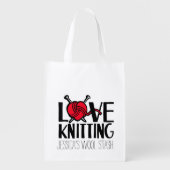 Sac Réutilisable Love tricot laine stash sac rouge (Devant)
