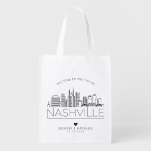 Sac Réutilisable Nashville, Tennessee Mariage   Skyline stylisée
