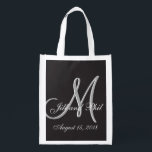 Sac Réutilisable Noir de base Mariage Fabrique Monogramme Grande va<br><div class="desc">Cette délicieuse sélection est effervescente et spectaculaire et très facile à modifier et à ajuster et peut être utilisée pour de nombreuses circonstances : la Zombie Apocalypse, la Fearful Lady Day, la National Harvey Swill Day, la Pizza nationale avec les oeuvres à l'exclusion de la Journée Anchovies, la National Peppery...</div>