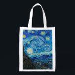 Sac Réutilisable Nuit étoilée par Van Gogh,<br><div class="desc">Le célèbre tableau de Vincent Van Gogh,  Starry Night.</div>