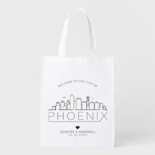 Sac Réutilisable Phoenix, Arizona Mariage   Skyline stylisée