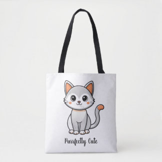 Sac réutilisable pour l'épicerie avec chaton gris
