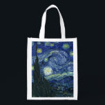 Sac Réutilisable Starry Night Vincent van Gogh Art Peinture<br><div class="desc">Vincent van Gogh (Néerlandais, 1853 - 1890) Starry Night, 1889, Huile sur toile Non encadré : 73 × 92 cm (28, 7 × 36, 2 po) Ce tableau représente la vue depuis la fenêtre est de la chambre d'asile de Van Gogh à Saint-Rémy-de-Provence, il ajoute un village aménagé. Il est...</div>
