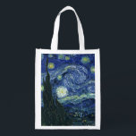Sac Réutilisable Starry Night Vincent van Gogh Art Peinture<br><div class="desc">Vincent van Gogh (Néerlandais, 1853 - 1890) Starry Night, 1889, Huile sur toile Non encadré : 73 × 92 cm (28, 7 × 36, 2 po) Ce tableau représente la vue depuis la fenêtre est de la chambre d'asile de Van Gogh à Saint-Rémy-de-Provence, il ajoute un village aménagé. Il est...</div>