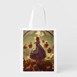 Sac Réutilisable Steampunk Alice et Cupcakes