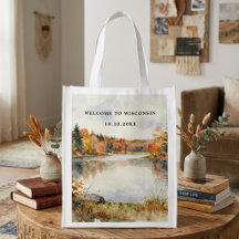 Watercolor Reusable Wisconsin Wedding Welcome Bags