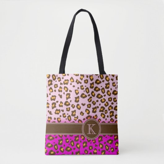 Sac rose brun de poster de animal de monogramme (Devant)
