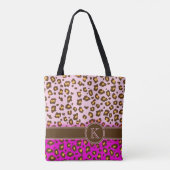 Sac rose brun de poster de animal de monogramme (Dos)