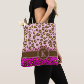 Sac rose brun de poster de animal de monogramme (De près)