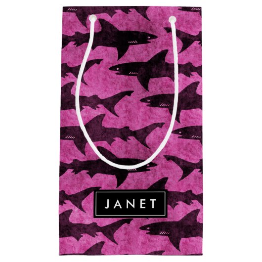 Sac rose de requin avec l'étiquette nommé (Devant)