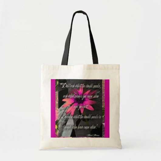 Sac rose de tournesol, avec la citation inspirée (Devant)