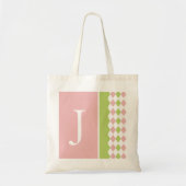 Sac rose et vert de monogramme de diamant (Devant)