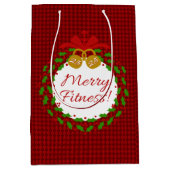 Sac rouge de cadeau de joyeuse guirlande de forme (Devant)