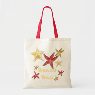 Sac rouge de plage d'étoiles de mer de jaune d'or