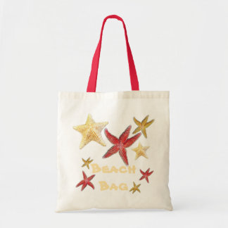 Sac rouge de plage d'étoiles de mer de jaune d'or