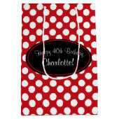 Sac rouge personnalisé de cadeau de point de polka (Dos)