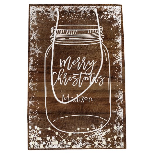 Sac rustique de cadeau de Noël de pot de maçon (Devant)