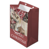 Sac Rustique Noël Moyen Sac Cadeau (Devant Angle)