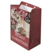 Sac Rustique Noël Moyen Sac Cadeau (Dos Angle)