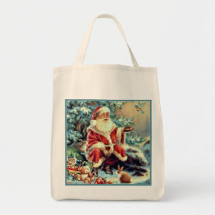 Sac Santa nourrissant une colombe de Noël Toile Sa