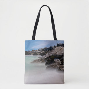 Sac Shell Island Rocks And Waves Shopping Tote Bag