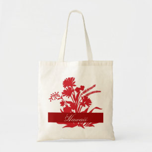 Sac souvenir réutilisable de fleur rouge Hawaii