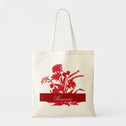Sac souvenir réutilisable de fleur rouge Hawaii (Devant)