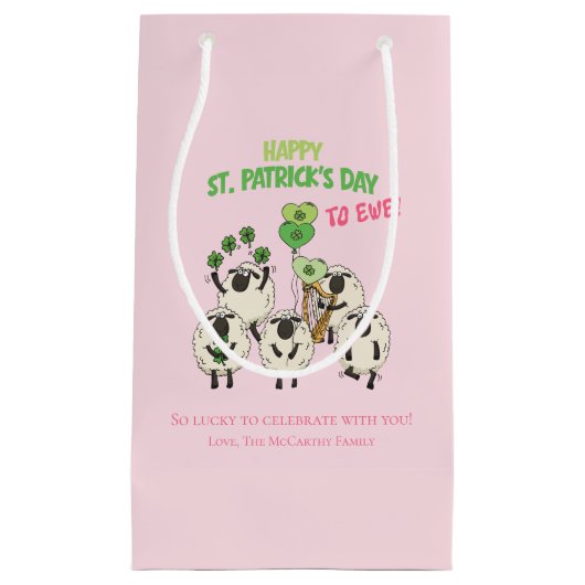 Sac St Patrick jour de brebis irlandaises rose et (Devant)