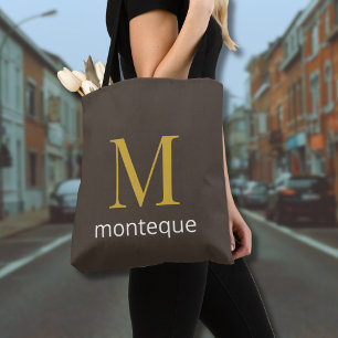 Sac Taupe Élégant avec Monogramme en Or Personnali