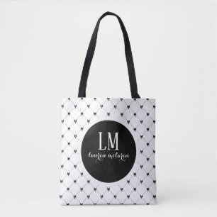 Sac Tote à Nœud Papillon en Script Monogrammé – Bl