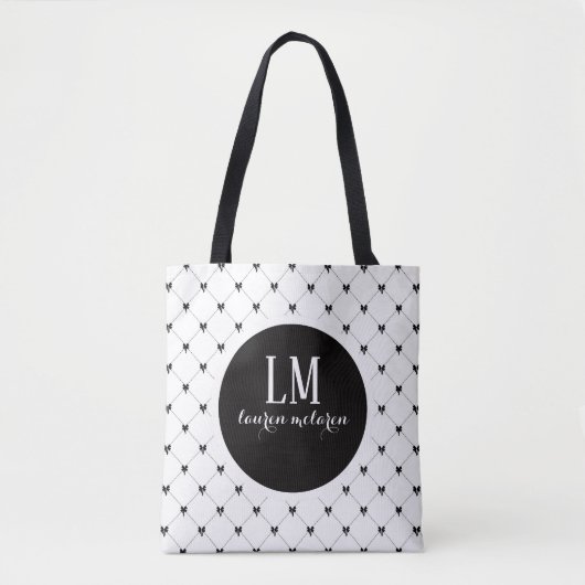 Sac Tote à Nœud Papillon en Script Monogrammé – Bl (Devant)