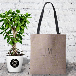 Sac Tote Monogramme Taupe Signature avec douce bri
