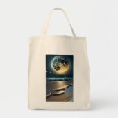 Sac Tote Vagues de Plage au Clair de Lune Céleste (Devant)