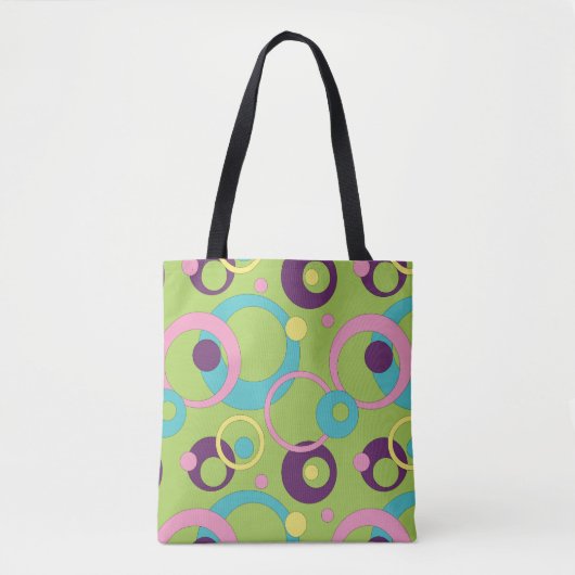 Sac tout-imprimé Cercles Vert Funky (Devant)