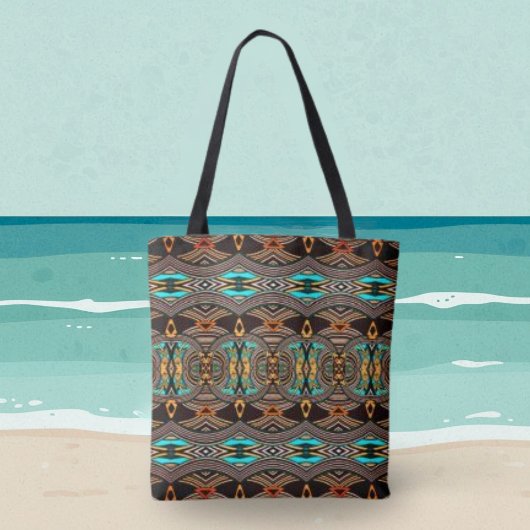 Sac Turquoise Tides Abstrait Tribal