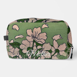 Sac vert à fleurs roses