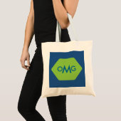 Sac vert bleu monogramme 3 lettres personnalisé (Devant (produit))