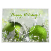 Sac vert et argenté de cadeau de Noël (Devant)