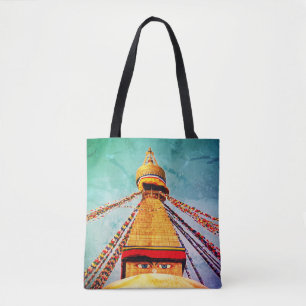Sac vintage avec les yeux de Bouddha, Stupa, Népal
