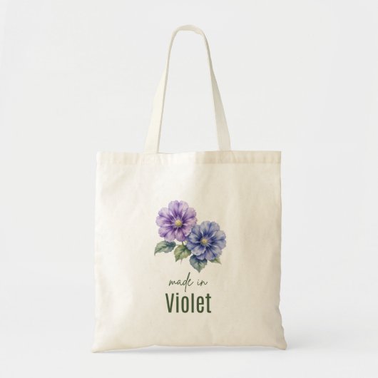 Sac violet de février Fleur de naissance Aquarelle (Devant)