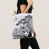 Sac Zen Panda Pagode Lavis Traditionnel AOP (De près)